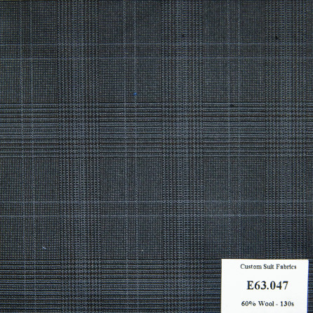 E63.047 Kevinlli V5 - Vải Suit 60% Wool - Xanh navy Caro